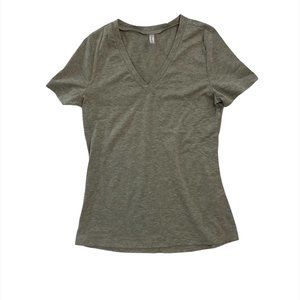 Tickled Teal Gray V-Neck T-Shirt Woman's Medium Short Sleeve Soft Knit.
